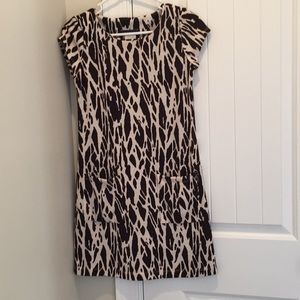 Cream and brown sweater dress